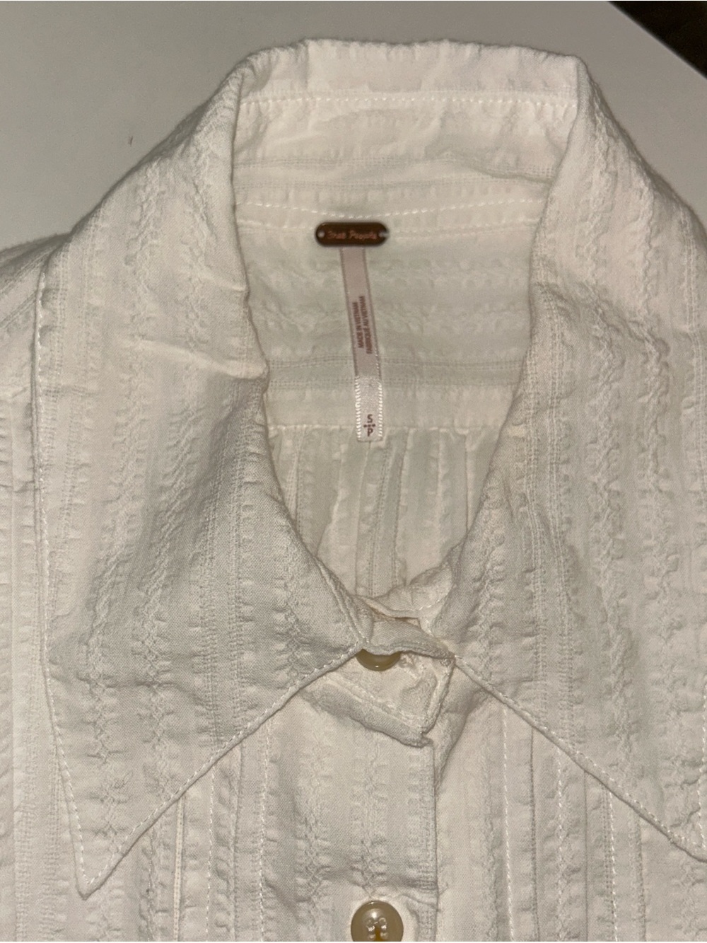 free people womens white ruffle long sleeve flowy summer mini dress small - Picture 2 of 8